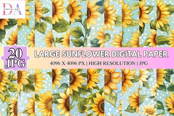 Bold Sunflower Digital Paper for Summer Projects
