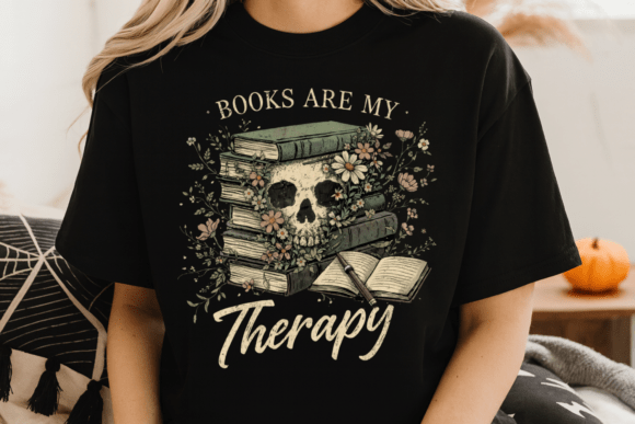 Books Are My Therapy: A Gothic Floral Design for Creative Projects
