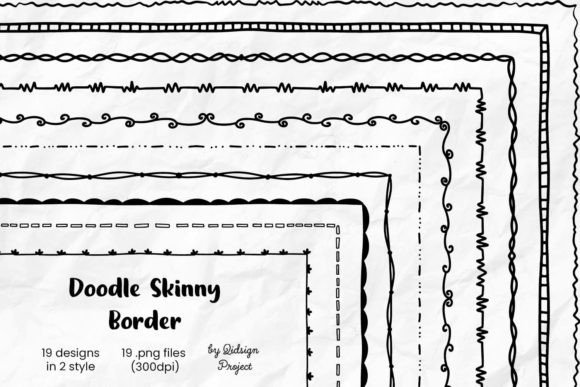 Doodle Skinny Border: 19 Decorative Frames for Your Projects