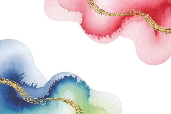 Elegant Pink Blue Gold Watercolor: A Luxurious Design Asset