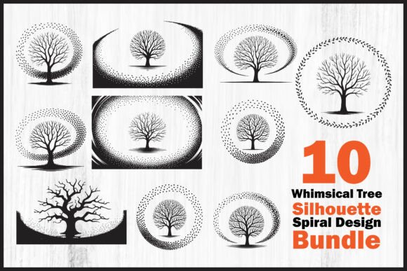 Enchanting Whimsical Tree Silhouette Spiral Designs for Creatives