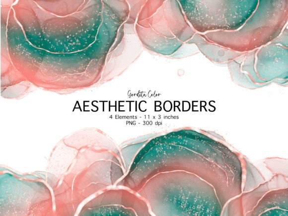 Exploring the Natural Elegance of Pink and Green Agate Borders Clip Art