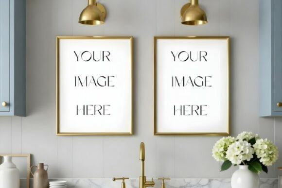 Frames in Blue Laundry Mockup: A Stylish Showcase for Digital Art