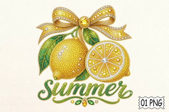 Lemon Rhinestone PNG: Add Summer Sparkle to Your Designs