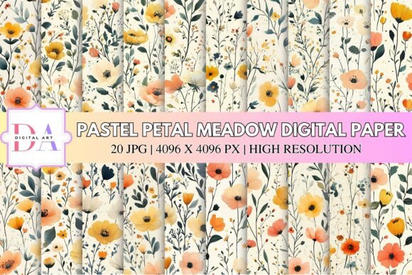Pastel Petal Meadow Digital Paper: A Breath of Fresh Air for Your Designs