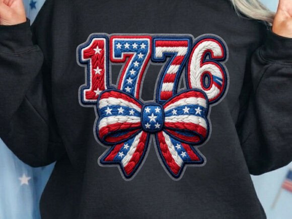 Patriotic 1776 Bow Yarn Tshirt Png: A Textured Tribute to Independence