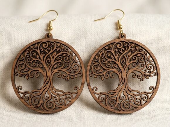 Tree of Life Earring Laser Cut Design for Nature-Inspired Creations