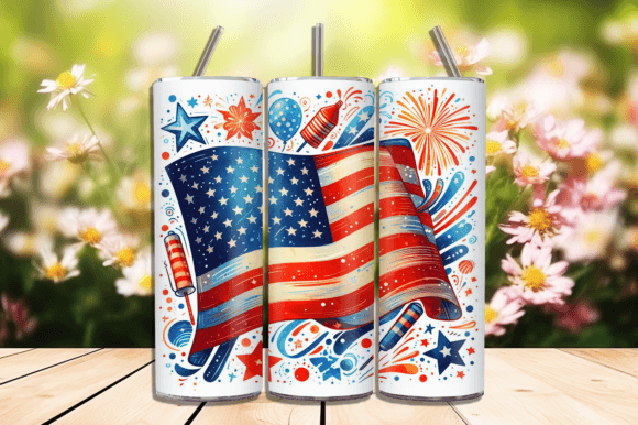 USA Flag Patriotic Tumbler Wrap for 4th of July