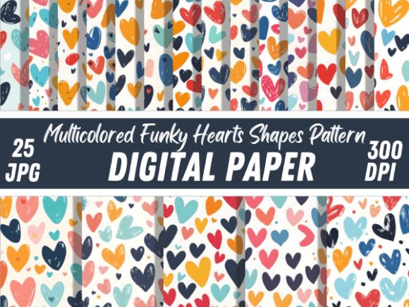 Vibrant Multicolored Funky Hearts Pattern for Creative Projects